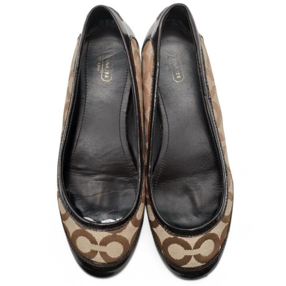 Coach Size 8 Light Brown Khaki Signature Canvas Ballet Flats F007/F09 - Picture 8 of 13
